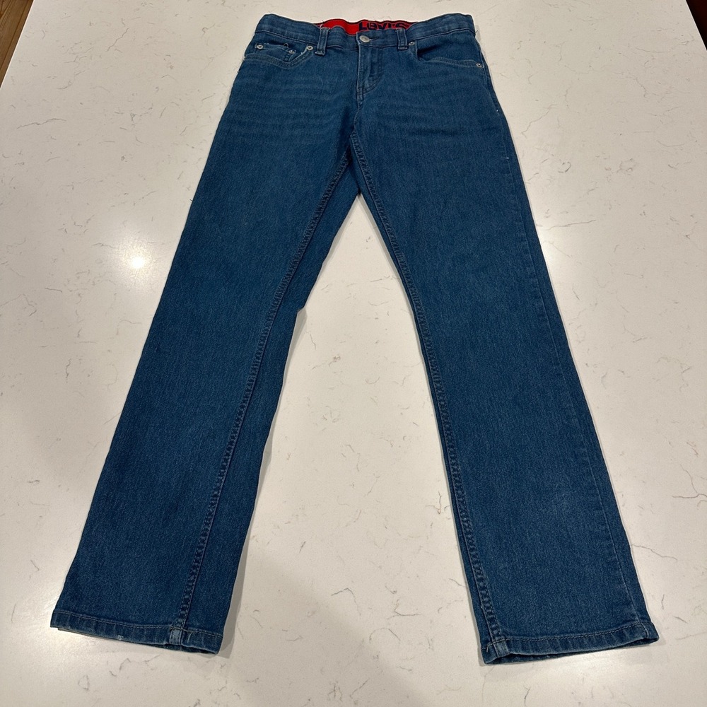 Levis 511 Slim Jeans Blue Denim Adjustable Elastic Waist Stretch 14 Reg W27 L29